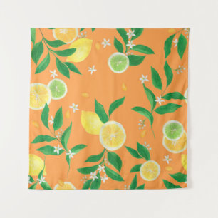 Waterverf schildert naadloos patroon met citrus f wandkleed