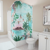 Waterverf schildert naadloos patroon met hawaï douchegordijn (In situ)