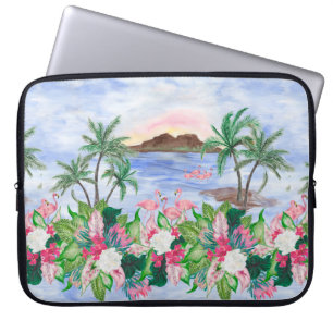 Waterverf schildert naadloos patroon met hawaï laptop sleeve