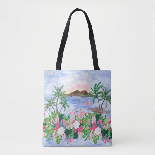 Waterverf schildert naadloos patroon met hawaï tote bag (Voorkant)