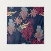 Waterverf schildert naadloos patroon met rode leeu wandkleed (Voorkant (horizontaal))