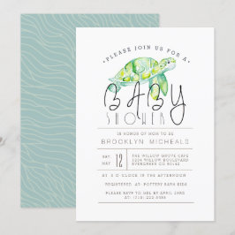 Waterverf schildpad | Aquatisch Baby shower Kaart