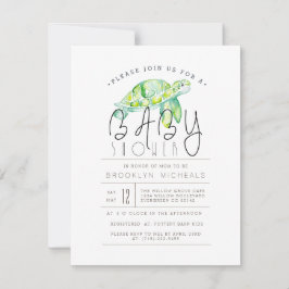 Waterverf schildpad | Aquatisch Baby shower Kaart