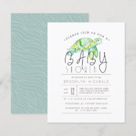 Waterverf schildpad | Aquatisch Baby shower Kaart