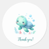 Waterverf schildpad baby Dank u sticker (Voorkant)