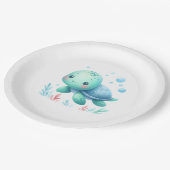 Waterverf schildpad baby shower papieren bordje (Gekanteld)