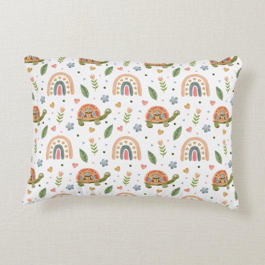  Waterverf schildpad en regenboogpatroon Accent Kussen (Achterkant)