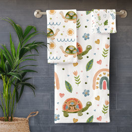 Waterverf schildpad en regenboogpatroon Bad Handdoek