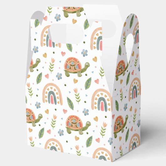 Waterverf schildpad en regenboogpatroon Bedankdoosjes (Geopend)