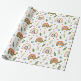  Waterverf schildpad en regenboogpatroon Cadeaupapier