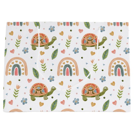Waterverf schildpad en regenboogpatroon Groot Cadeauzakje (Voorkant)