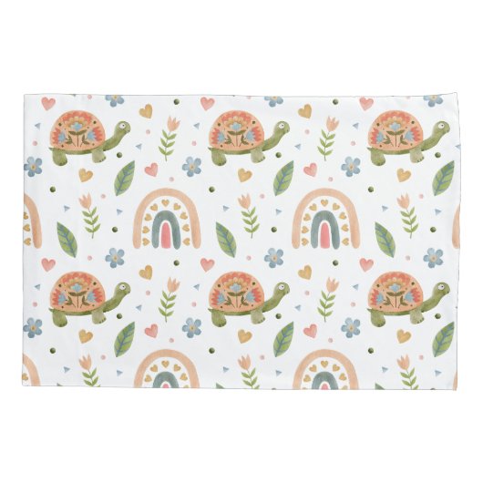  Waterverf schildpad en regenboogpatroon Kussensloop (Achterkant)