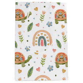  Waterverf schildpad en regenboogpatroon Medium Cadeauzakje