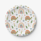  Waterverf schildpad en regenboogpatroon Papieren Bordje (Voorkant)