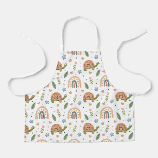 Waterverf schildpad en regenboogpatroon Schort (Voorkant)
