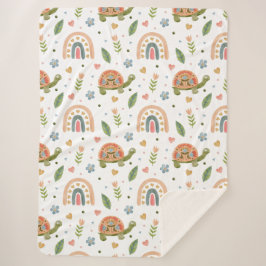  Waterverf schildpad en regenboogpatroon Sherpa Deken