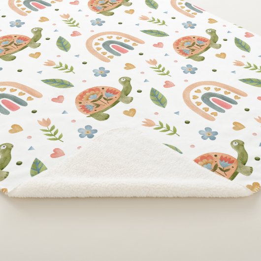 Waterverf schildpad en regenboogpatroon Sherpa Deken (3/4)