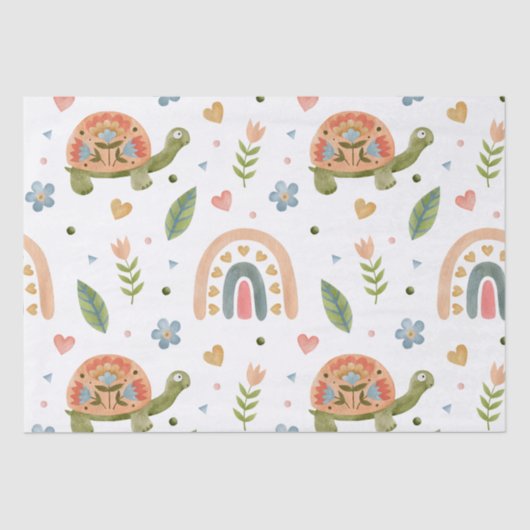 Waterverf schildpad en regenboogpatroon Tissuepapier (Voorkant)