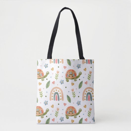  Waterverf schildpad en regenboogpatroon Tote Bag (Voorkant)