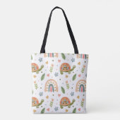  Waterverf schildpad en regenboogpatroon Tote Bag (Achterkant)