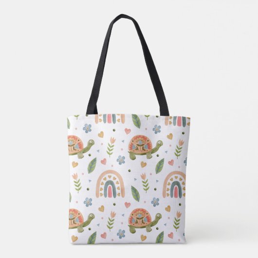  Waterverf schildpad en regenboogpatroon Tote Bag (Achterkant)