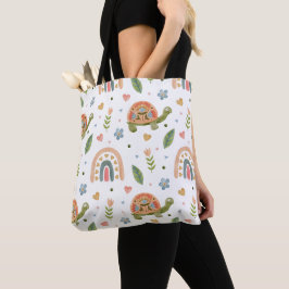  Waterverf schildpad en regenboogpatroon Tote Bag