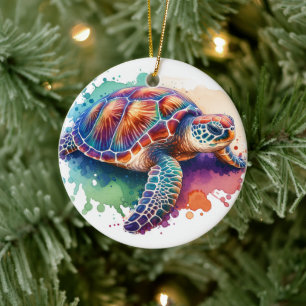 Waterverf schildpad keramisch ornament