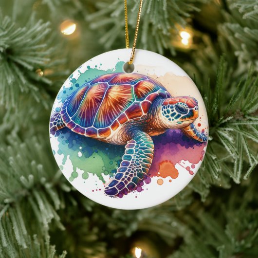 Waterverf schildpad keramisch ornament (Boom)