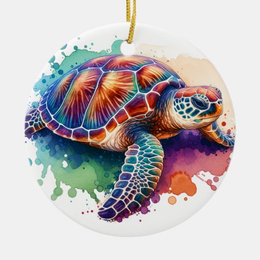 Waterverf schildpad keramisch ornament (Voorkant)