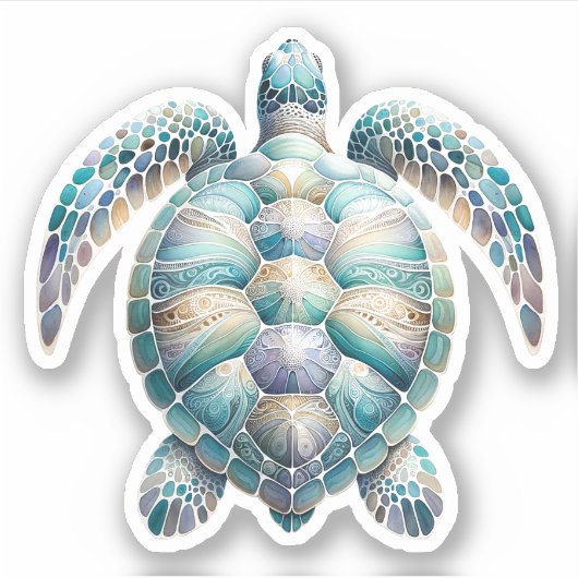 Waterverf Schildpad Oceaan Sticker (Voorkant)
