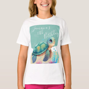 Waterverf Schildpad Oceaan Verjaardagsfeest T-Shir T-shirt