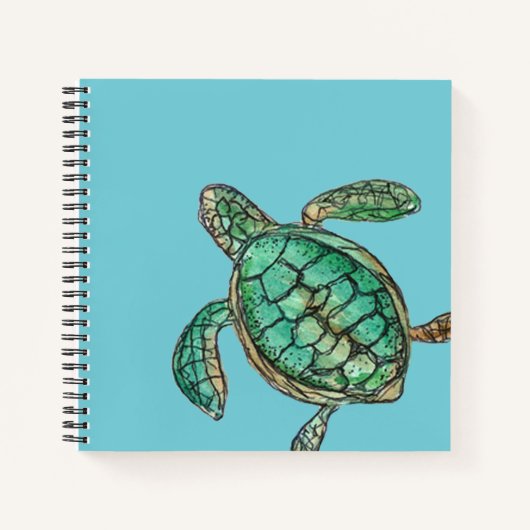 Waterverf Schildpad Ocean Blue Notitieboek (Voorkant)