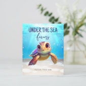 Waterverf Schildpad Onder het Zee Verjaardagsborde (Staand voorkant)