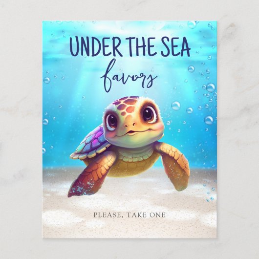 Waterverf Schildpad Onder het Zee Verjaardagsborde (Voorkant)