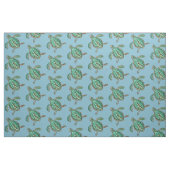 Waterverf Schildpad Tekening blauw Stof (Yard (91,4 cm))