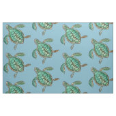 Waterverf Schildpad Tekening blauw Stof (Fat Quarter)