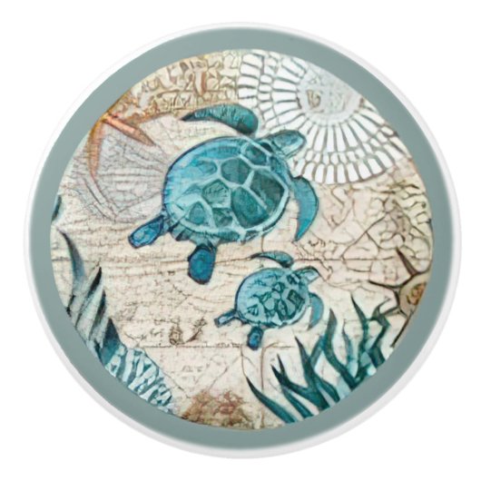  Waterverf schildpadden Keramische Knop (Voorkant)