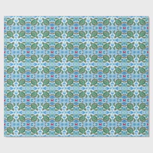Waterverf Schildpadden Ocean Blue Cadeaupapier (Vlak)