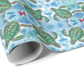 Waterverf Schildpadden Ocean Blue Cadeaupapier (Rol Hoek)