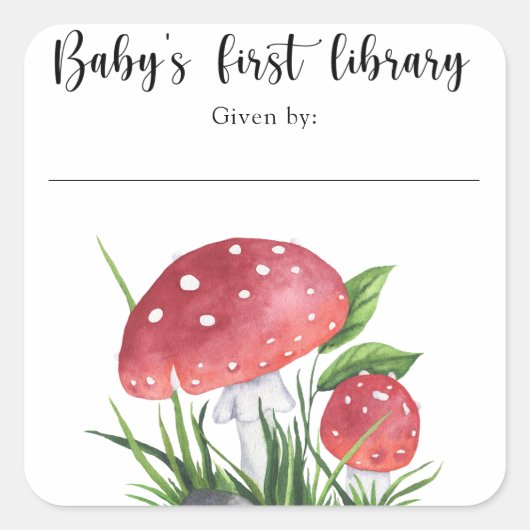 Waterverf schimmels - baby's eerste bibliotheek vierkante sticker (Voorkant)