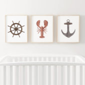 Waterverf Schip Wiel Kreeft Anker Nautisch Muurkunst Sets