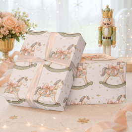Waterverf Schommelend Paard Kerst Baby Shower Cadeaupapier
