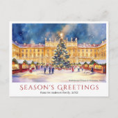 Waterverf Schönbrunn tijdens de kerstdagen in Wene Feestdagenkaart (Voorkant)