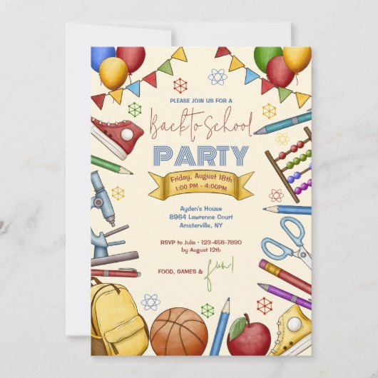 Waterverf School Elements Invitation Kaart (Voorkant)