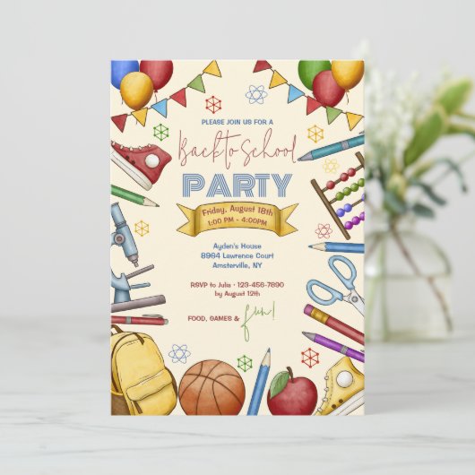 Waterverf School Elements Invitation Kaart (Staand voorkant)