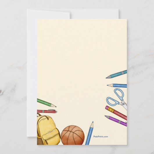 Waterverf School Elements Invitation Kaart (Achterkant)