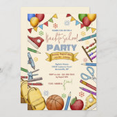 Waterverf School Elements Invitation Kaart (Voorkant / Achterkant)