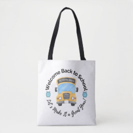 Waterverf schoolbus boodschappentas tote bag
