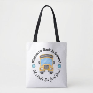 Waterverf schoolbus boodschappentas tote bag