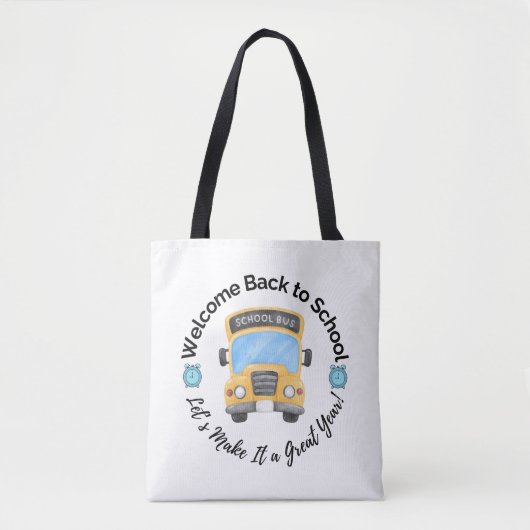 Waterverf schoolbus boodschappentas tote bag (Voorkant)